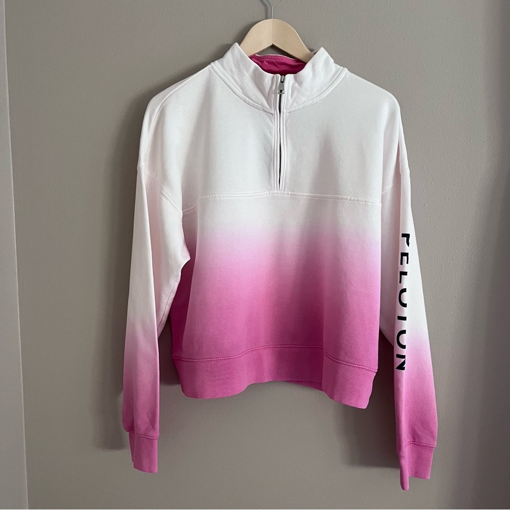 Peloton White to Pink Ombre Quarter-Zip Sweatshirt